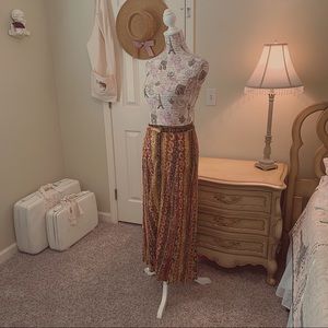 Boho Pattern Skirt with Buttons